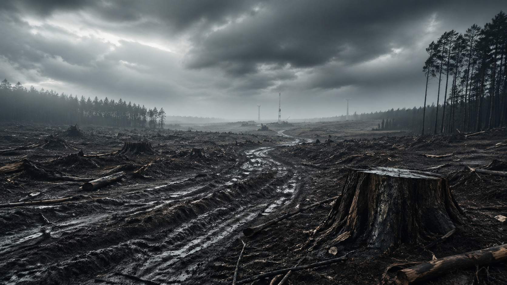 Kahlgeschlagener Wald für Windkraftanlage