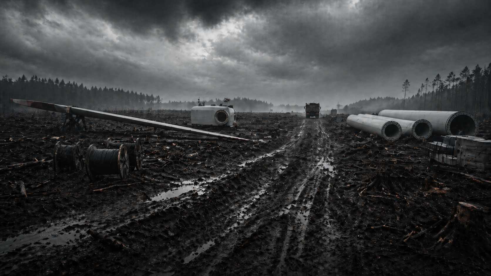Baustellengelände im ehemaligen Waldgebiet